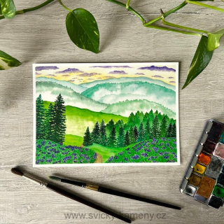 CESTA ZA SLUNCEM Akvarelový obraz - A5 formát